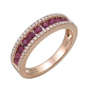 Ring in Rose Gold set with Rubies & Diamonds